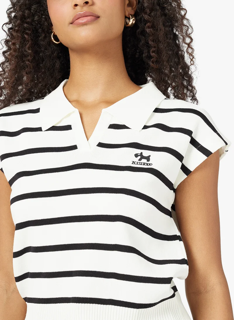 Ginger Polo Neck Stripe Sweater