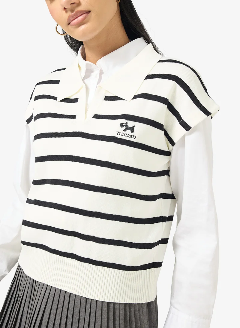 Ginger Polo Neck Stripe Sweater