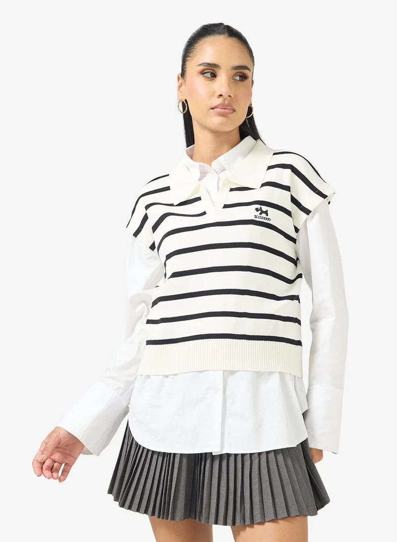 Ginger Polo Neck Stripe Sweater