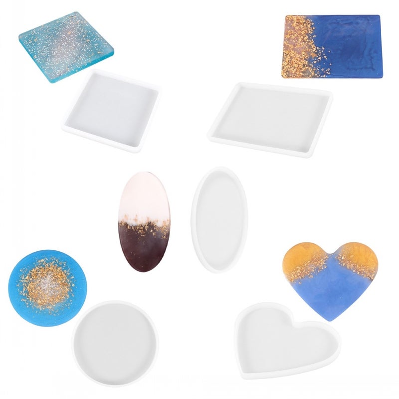 Silicone Cake Mold Set – Round, Oval, Heart, Square, Rectangular Coasters - Image 2