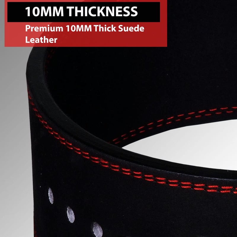 IBRO Powerlifting Lever Gym Belt – Power 10MM Extreme Heavy Duty Genuine Leather Belts - Squats Deadlifts Bodybuilding Weight Lifting IPF Power Lifting Strongman for Men AllBlack S - Image 3