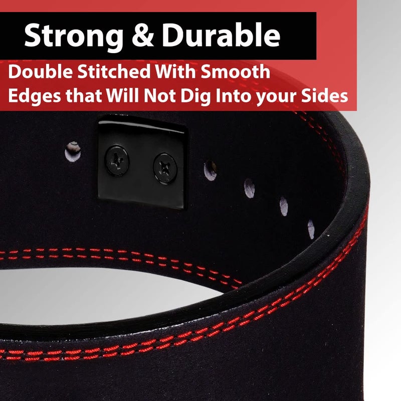 IBRO Powerlifting Lever Gym Belt – Power 10MM Extreme Heavy Duty Genuine Leather Belts - Squats Deadlifts Bodybuilding Weight Lifting IPF Power Lifting Strongman for Men AllBlack S - Image 5