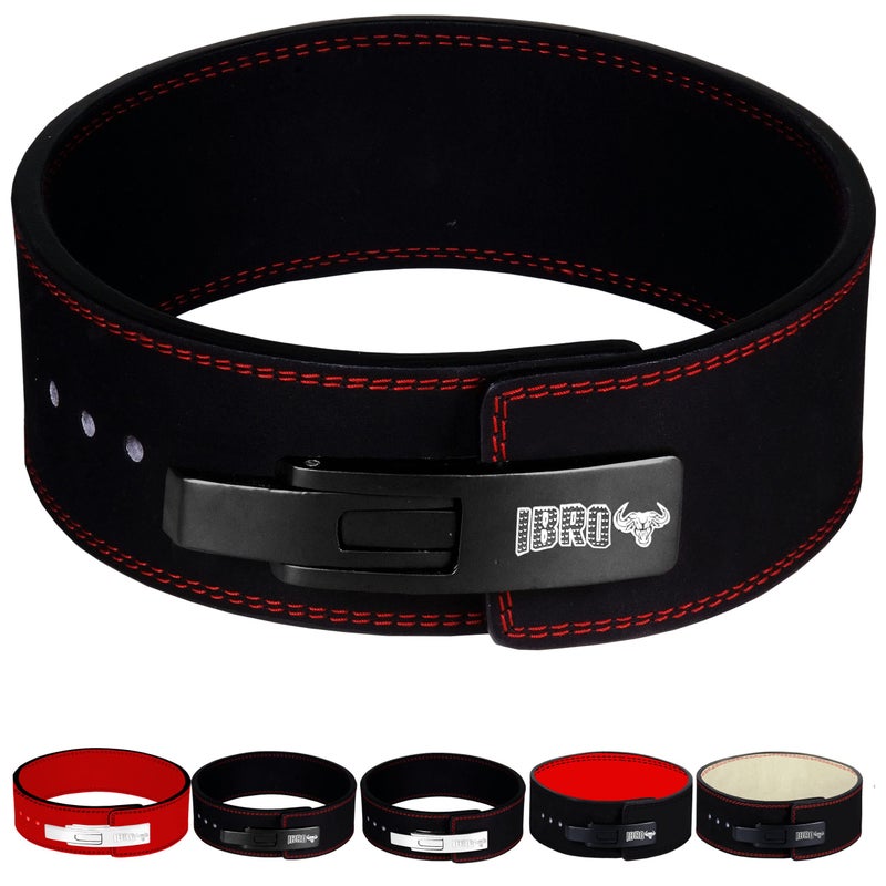 IBRO Powerlifting Lever Gym Belt – Power 10MM Extreme Heavy Duty Genuine Leather Belts - Squats Deadlifts Bodybuilding Weight Lifting IPF Power Lifting Strongman for Men AllBlack S - Image 1