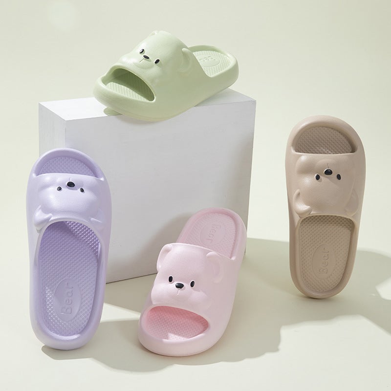 Children'S Slippers A Three-Product Big Children'S Girls Boys Cartoon Bear Non-Slip Outer Bathroom Home Cool Tray - Image 4