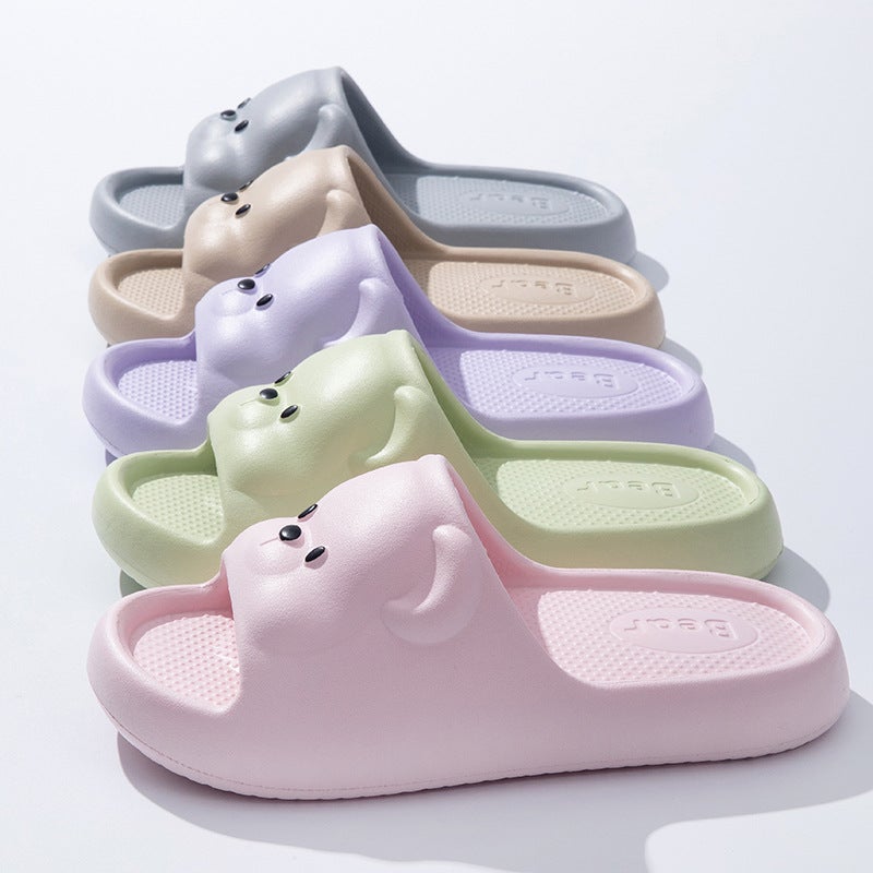 Children'S Slippers A Three-Product Big Children'S Girls Boys Cartoon Bear Non-Slip Outer Bathroom Home Cool Tray - Image 3