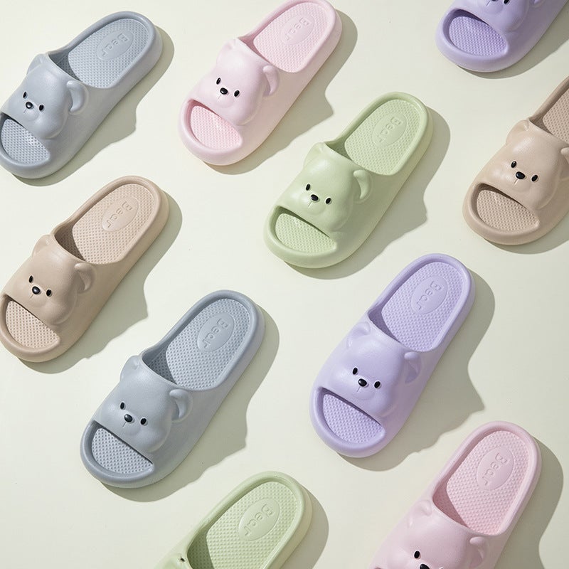 Children'S Slippers A Three-Product Big Children'S Girls Boys Cartoon Bear Non-Slip Outer Bathroom Home Cool Tray - Image 5
