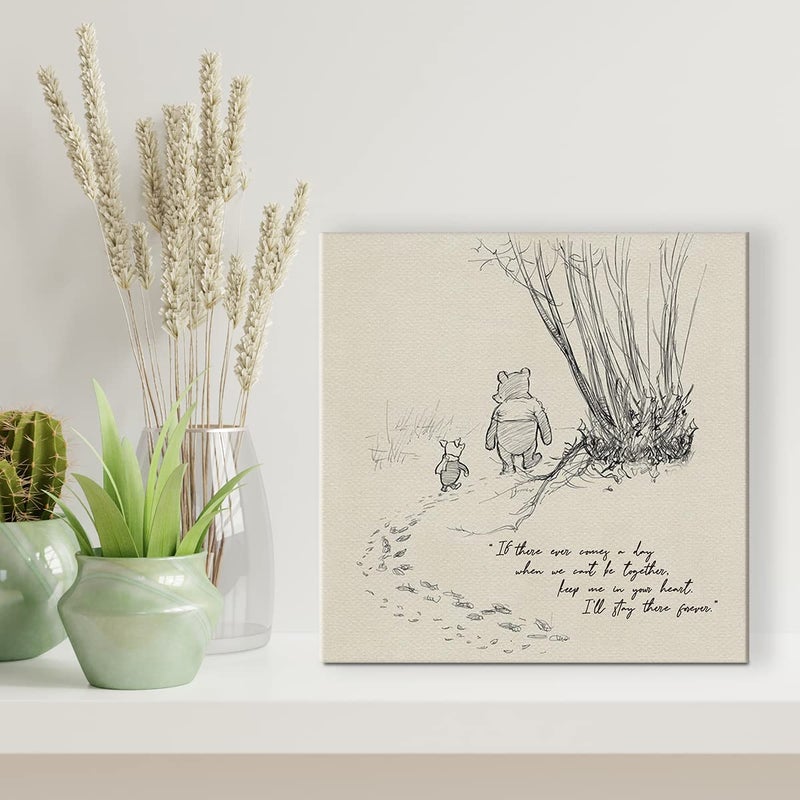 Dolimifa Classic Winnie the Pooh Wall Art Decor If There Ever Comes a Day Quote Canvas Painting Pictures Framed Print Sign Artwork Ready to Hang for Home Nursery (8x8 Inch) - Image 4