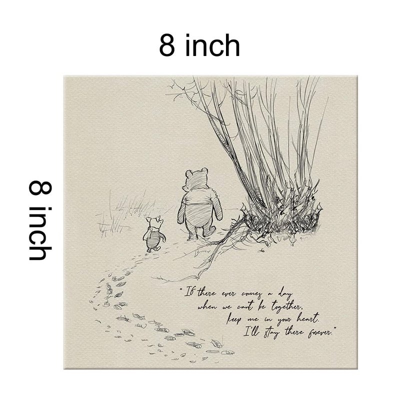 Dolimifa Classic Winnie the Pooh Wall Art Decor If There Ever Comes a Day Quote Canvas Painting Pictures Framed Print Sign Artwork Ready to Hang for Home Nursery (8x8 Inch) - Image 3