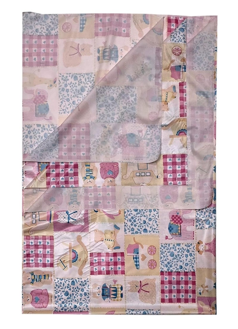 Ecosoft Baby Plastic Sheet | Baby Bed Protector | 0-18 Months | 90 x 135 cm (Pink Zoo) - Image 1