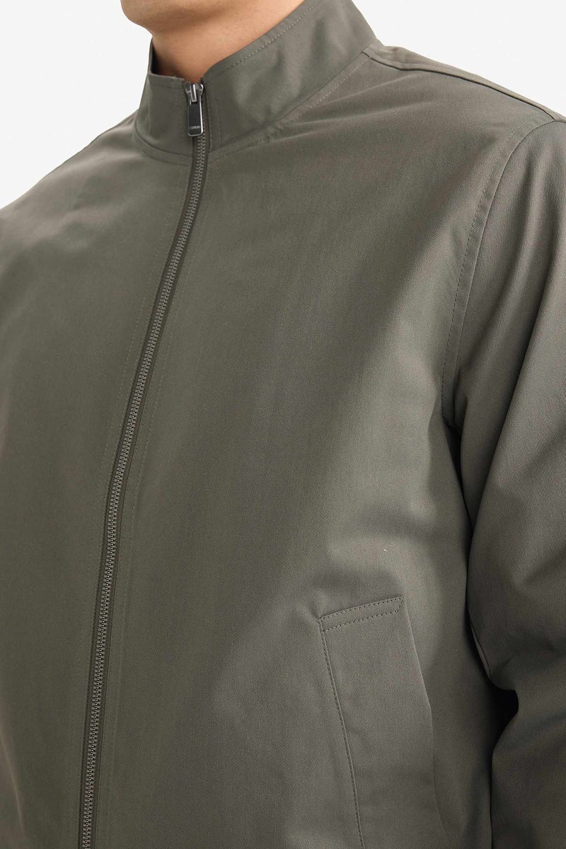 DeFacto Green Man Slim Fit Stand Collar Lined Zippered Jacket Casual - Image 4