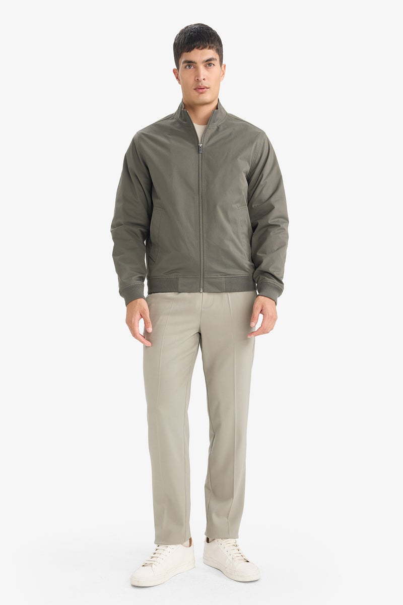 DeFacto Green Man Slim Fit Stand Collar Lined Zippered Jacket Casual - Image 2