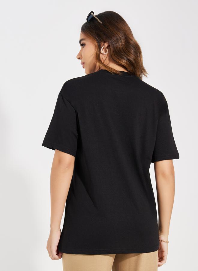 Styli Styli Oversized Floral Graphic Print Dropped Shoulder T-Shirt  - Image 4