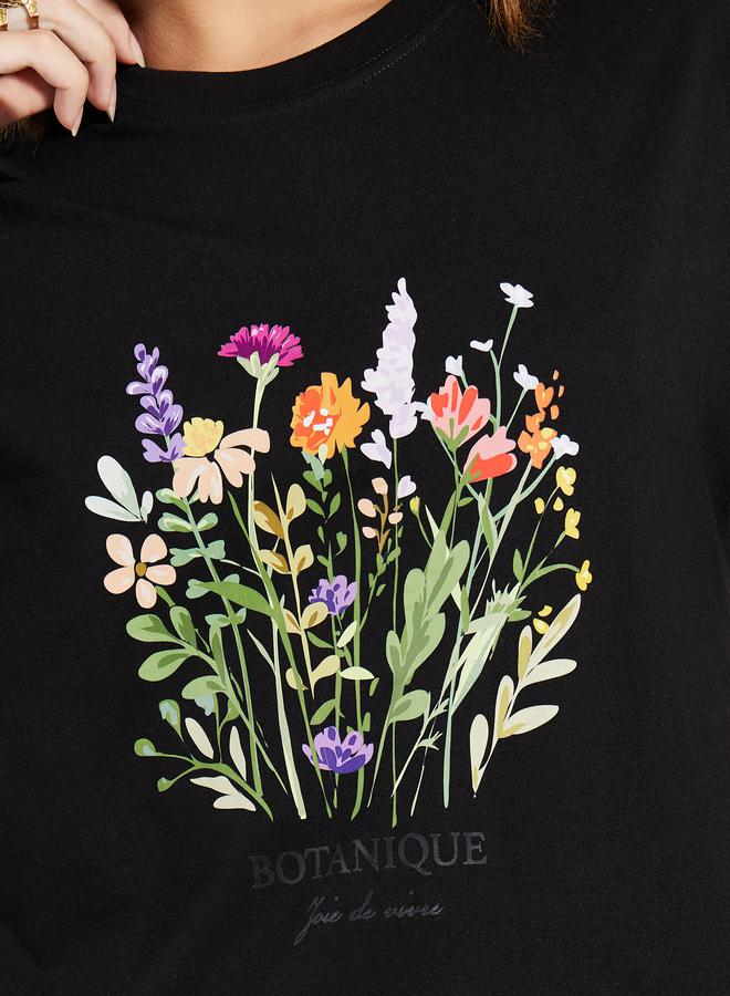 Styli Styli Oversized Floral Graphic Print Dropped Shoulder T-Shirt  - Image 3