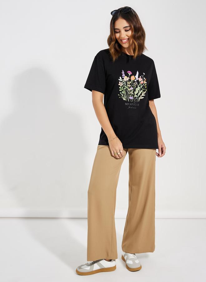 Styli Styli Oversized Floral Graphic Print Dropped Shoulder T-Shirt  - Image 2