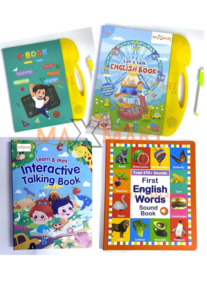 Interactive Sound Book for Toddlers, Set of 4 Preschool Educational Sound Books for Kids Learn & Play with Fun Interactive Talking Book - Image 1