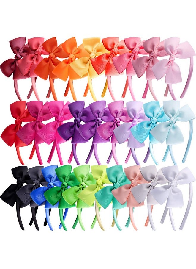 SIQUK 28 Pieces Bow Headbands Grosgrain Ribbon Headband With Bow Hair Bows Hair Bands For Girls 28 Colors  - Image 2