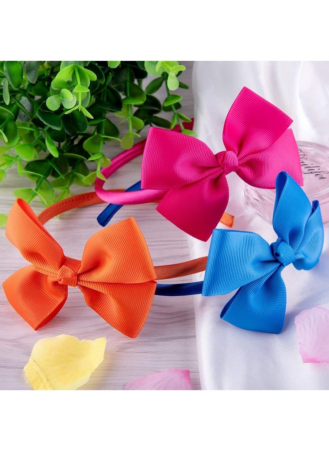 SIQUK 28 Pieces Bow Headbands Grosgrain Ribbon Headband With Bow Hair Bows Hair Bands For Girls 28 Colors  - Image 5