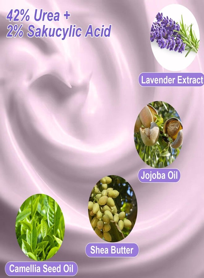 Charmonic 2 Packs Urea Cream 42% Plus Salicylic Acid 2%, 7.06Oz Lavender Foot Cream for Dry Cracked Heels Treatment Knees Elbows Hands Repair Treatment, Callus Remover for Feet, Foot Lotion for Dry Cracked Feet - Image 2