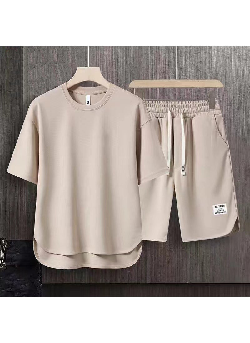 Generic Summer Mens Casual Sport Suit Shorts Set Grey  - Image 2