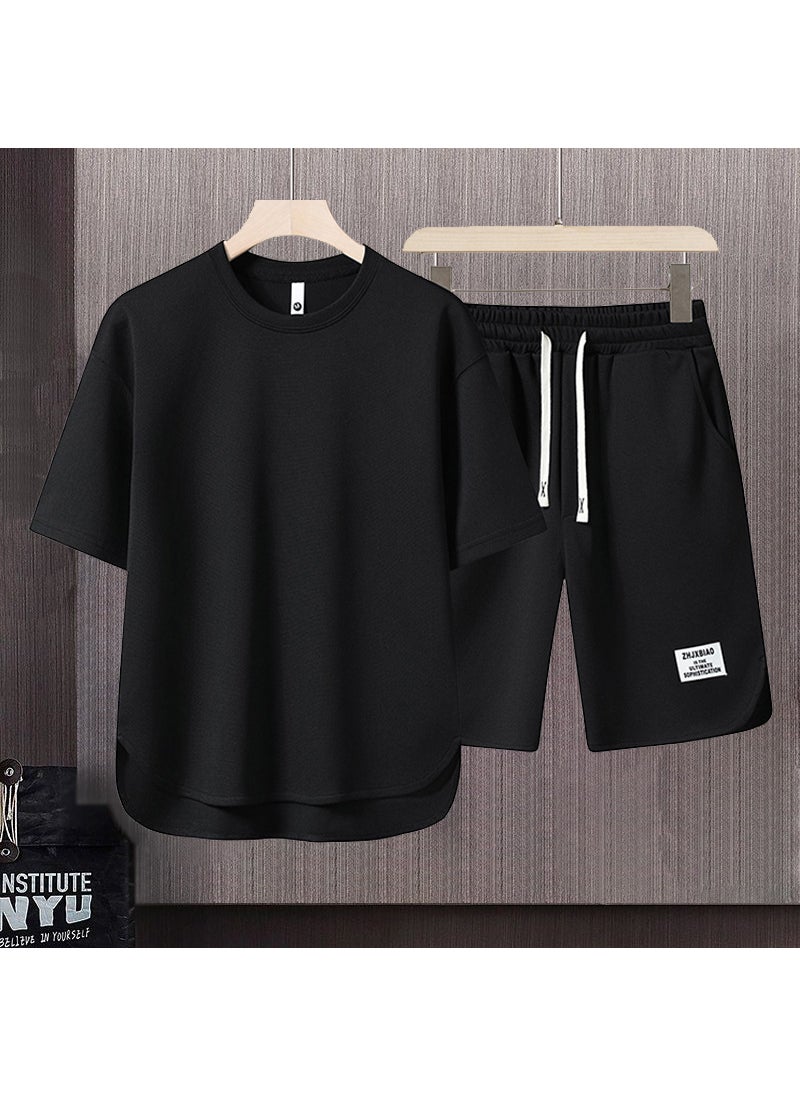 Generic Summer Mens Casual Sport Suit Shorts Set Grey  - Image 3