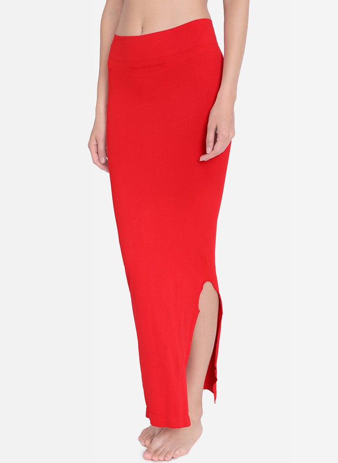 Red Rose Women's Red Solid Saree Shapewear with Side Slit - Image 2
