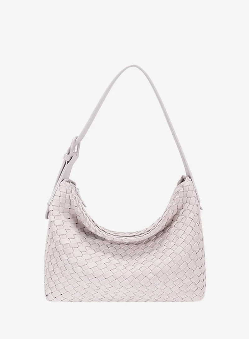 David Jones Faux Leather Hobo Bag Model CM8452 in Rennes Weave | Soft Suede-Style Hobo Handbag with Zip Fastening | Spacious Everyday Handbag for Women