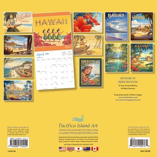 Pacifica Island Art Deluxe Wall Calendar 2026 Aloha Hawaii - Vintage Wall Art Décor of Kerne Erickson - 2026 Wall Calendar 12 Month by Pacifica Island Art - Image 2