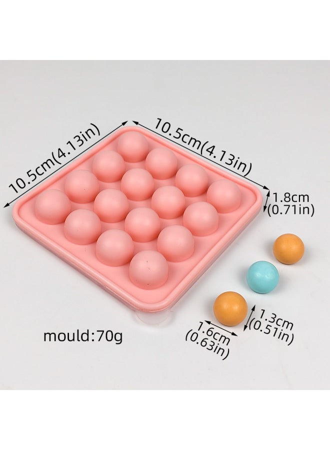 Food Grade Milk Yellow Flowing Heart Stuffing Ball Ice Candy Chocolate Bean Silicone Mold With Cover Silicone Ice Hockey Mold-Color:16-hole Large With Cover, Ball Diameter 16mm  - Image 1