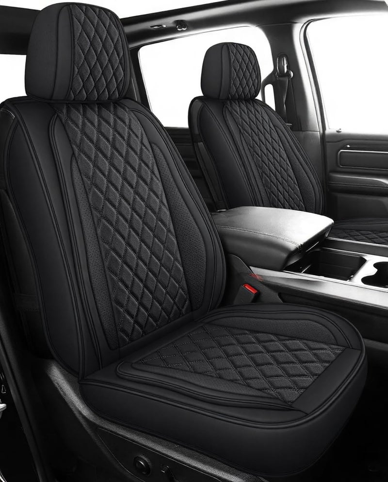 MIROZO 2PCS Front Silverado Seat Covers,Waterproof Truck Seat Covers Compatible with 2007-2025 Chevy Silverado GMC Sierra 1500 2500HD 3500HD Pickup Seat Cover (Black,2PCS Front) - Image 1