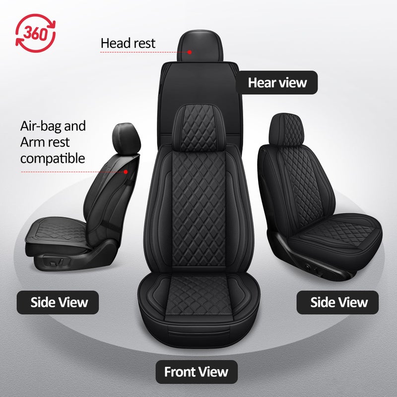 MIROZO 2PCS Front Silverado Seat Covers,Waterproof Truck Seat Covers Compatible with 2007-2025 Chevy Silverado GMC Sierra 1500 2500HD 3500HD Pickup Seat Cover (Black,2PCS Front) - Image 4