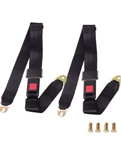 Universal Seat Belt 2 Point Seat Belt Adjustable Lap Strap Buckle, Universal Golf Cart Belt Kit, Adjustable Retractable Belt Kit for Truck, Go Kart, Van, VR, UTV, and Buggies, 50" 2 Pack