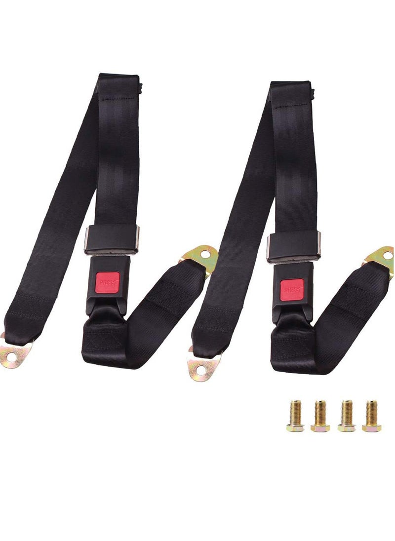 SYOSI - Universal Seat Belt 2 Point Seat Belt Adjustable Lap Strap Buckle, Universal Golf Cart Belt Kit, Adjustable Retractable Belt Kit for Truck, Go Kart, Van, VR, UTV, and Buggies, 50" 2 Pack - Image 1