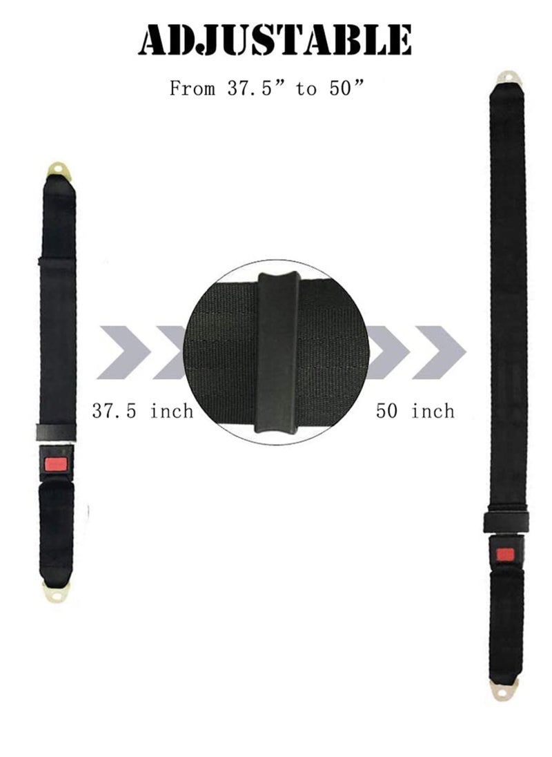 SYOSI - Universal Seat Belt 2 Point Seat Belt Adjustable Lap Strap Buckle, Universal Golf Cart Belt Kit, Adjustable Retractable Belt Kit for Truck, Go Kart, Van, VR, UTV, and Buggies, 50" 2 Pack - Image 1
