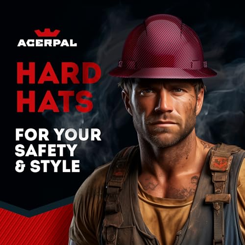 Acerpal Updated Vented Full Brim Hard Hat, Red and Black Carbon Fiber Design Gloss, Padded, OSHA Construction Safety Approved Hardhats, Hard Hats for Men, Cascos De Construccion Helmet. - Image 2