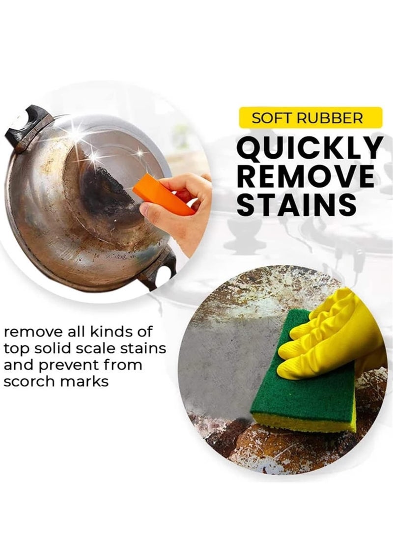 3pc Stainless Steel Stain Eraser, Decontamination Artifact Extra Strong Magic Sponge Eraser, with Rubber Gloves for Tough Stains, Dirt Surface, Kitchen Home - Image 2