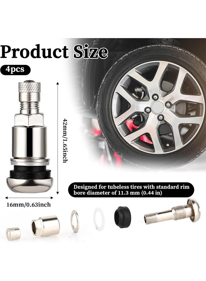 4-Piece Universal Car Metal Tyre Valve Stem Cap, High-Pressure Tire Valve Caps Stem Covers for SUVs Cars Bike Motorcycles Trucks Stem Covers - Image 2