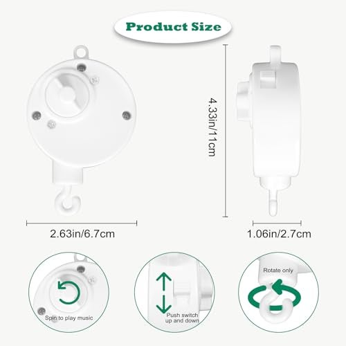 LIUDHPSP 23 inch Baby Crib Mobile Bed Bell Holder Arm Bracket, with Music Box, The Claw Part can be Adjusted Width-DIY Toy Decoration - Image 3