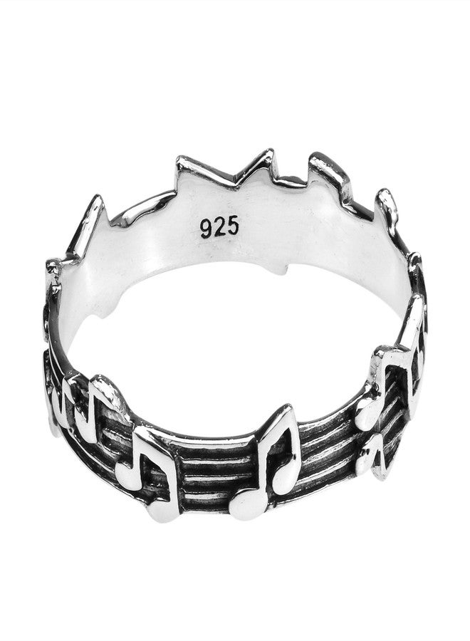 ايرافيدا خاتم إيرافيدا بتصميم نوتات موسيقية ساحرة من الفضة الإسترليني عيار 925 | خاتم أنيق وعصري، خاتم وعد، خاتم للجنسين | هدية مجوهرات موسيقية لجميع المناسبات | مقاس 10 - Image 2