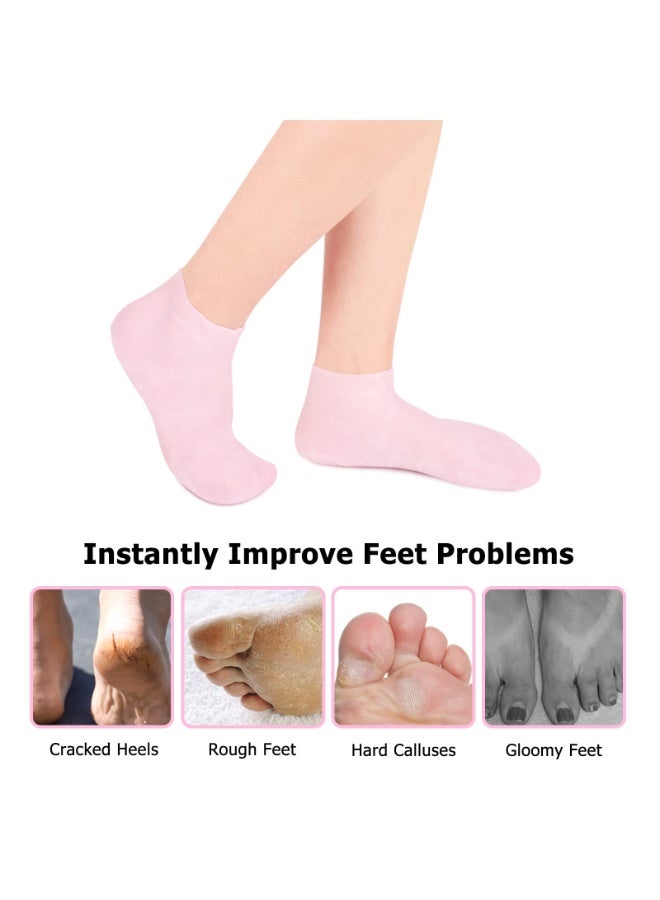 شابية جوارب سيليكون مرطبة – مع جل الصبار لعناية القدمين، جوارب ليلية لعلاج تشقق الكعبين والجلد الخشن، قابلة لإعادة الاستخدام - Image 2