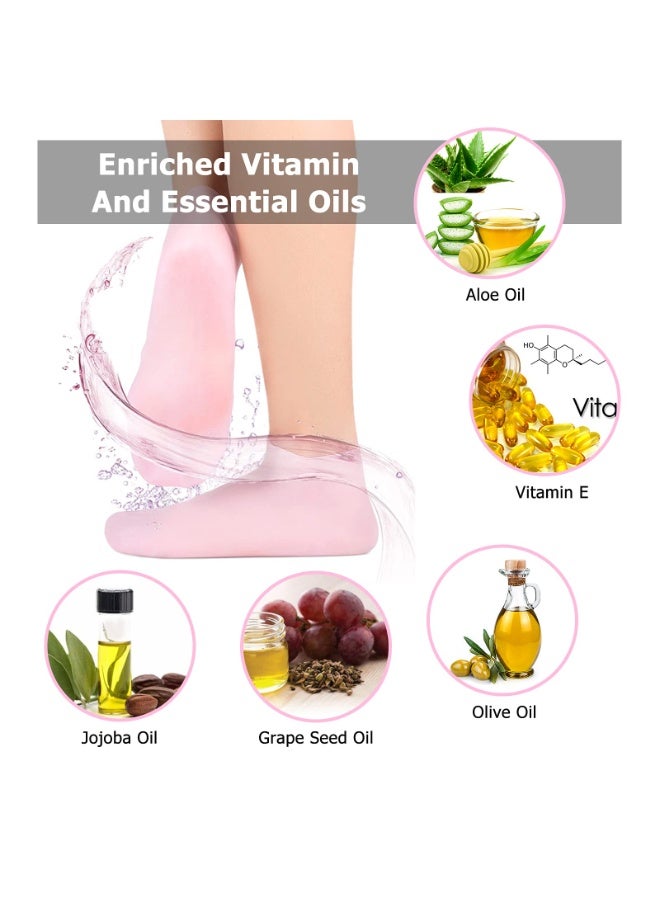 شابية جوارب سيليكون مرطبة – مع جل الصبار لعناية القدمين، جوارب ليلية لعلاج تشقق الكعبين والجلد الخشن، قابلة لإعادة الاستخدام - Image 3