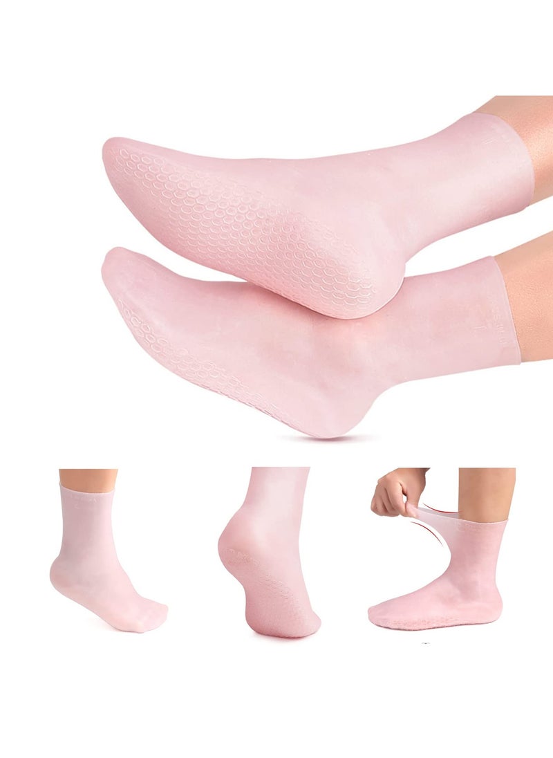 Chabeia - Moisturizing Silicone Socks – Aloe Gel Infused Foot Care for Cracked Heels & Dry Skin, Overnight Pedicure Socks for Women, Reusable Spa Softening Treatment - Image 1