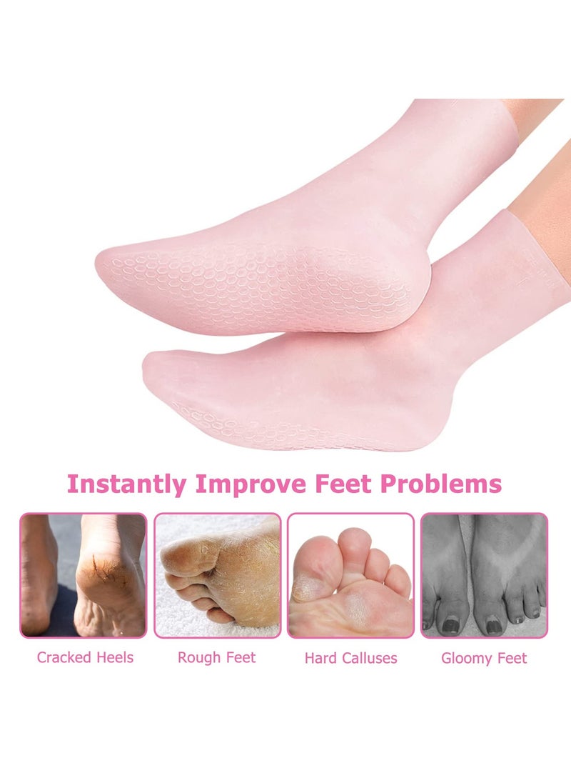 Chabeia - Moisturizing Silicone Socks – Aloe Gel Infused Foot Care for Cracked Heels & Dry Skin, Overnight Pedicure Socks for Women, Reusable Spa Softening Treatment - Image 1