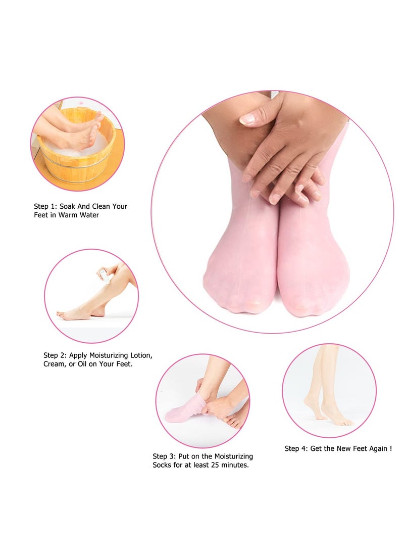 Chabeia - Moisturizing Silicone Socks – Aloe Gel Infused Foot Care for Cracked Heels & Dry Skin, Overnight Pedicure Socks for Women, Reusable Spa Softening Treatment - Image 1