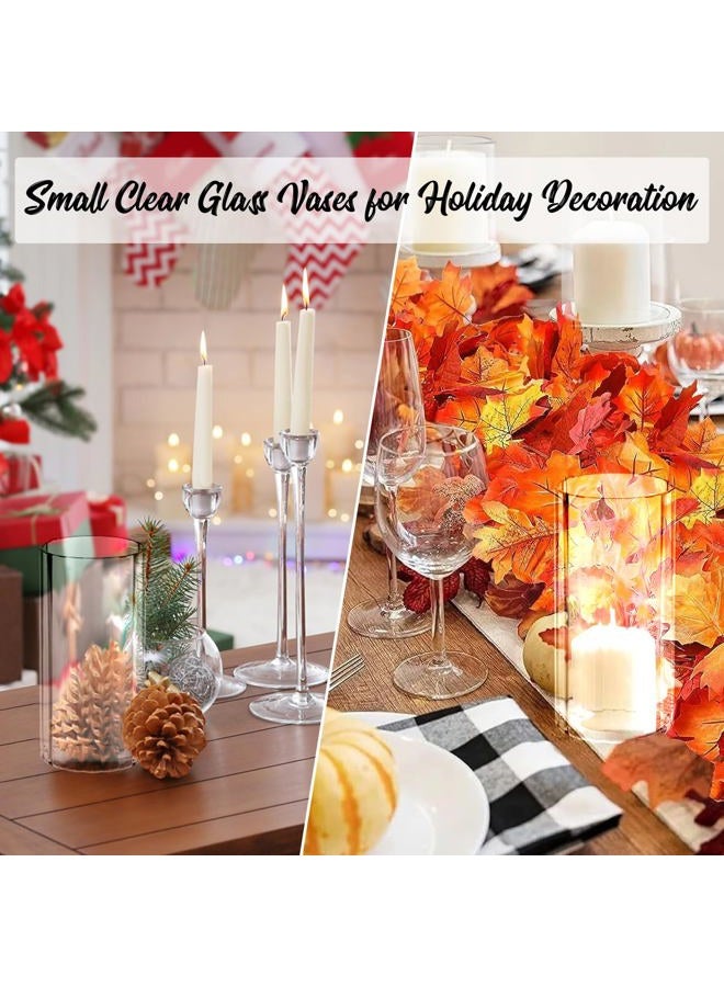 IANFEPH 6pcs Glass Cylinder Vases for Centerpieces, 6 Inch Tall Clear Ribbed Vases Bulk for Wedding Glass Floating Candle Holder for Dinner Table, Fireplace, Party, Home Decor - Image 5