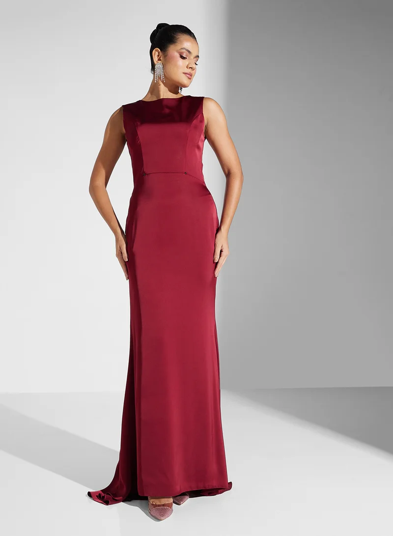 Akadia Fashion cape sleeve crystal neck dress