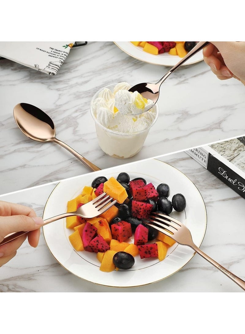 Huitich 24-Piece Stainless Steel Cutlery Set with Stand Rose Gold Finish - Image 3