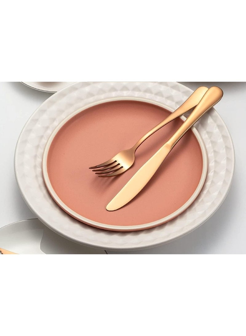 Huitich 24-Piece Stainless Steel Cutlery Set with Stand Rose Gold Finish - Image 2