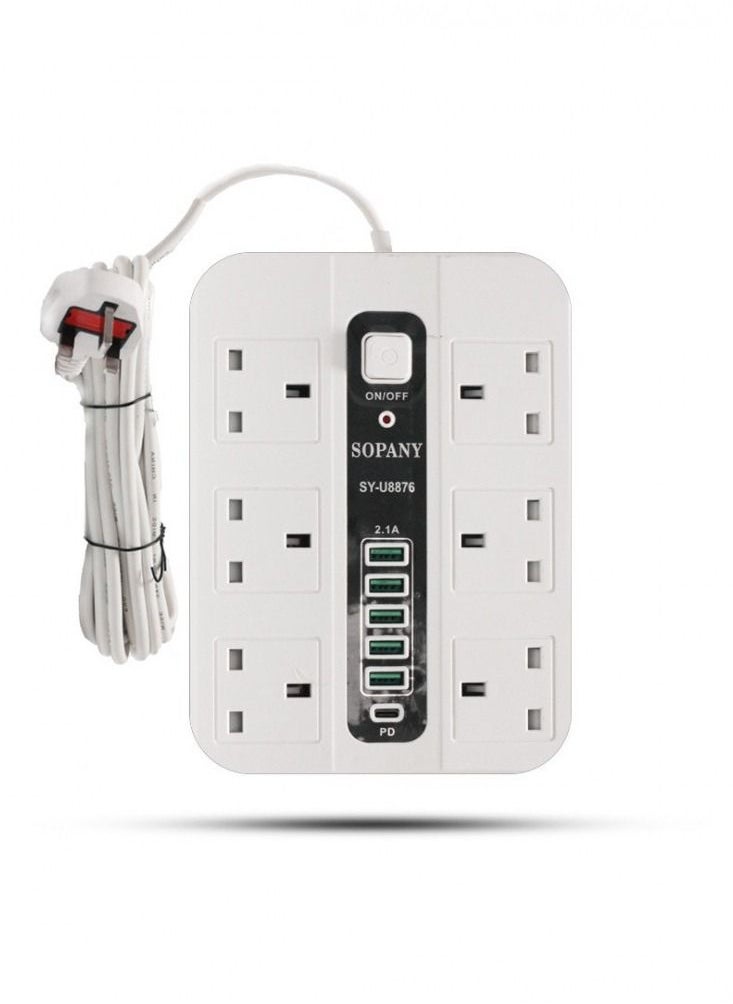 Generic Multi outlet smart power strip 6 usb5 plug 1 tbc 3m 
