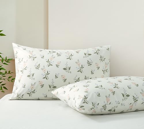 NookZuzu Standard Size Purple Flower Pillow Cases Set of 2, 20x26, Soft Breathable, Non Shrinking, Microfiber, Envelope Closure - Image 1
