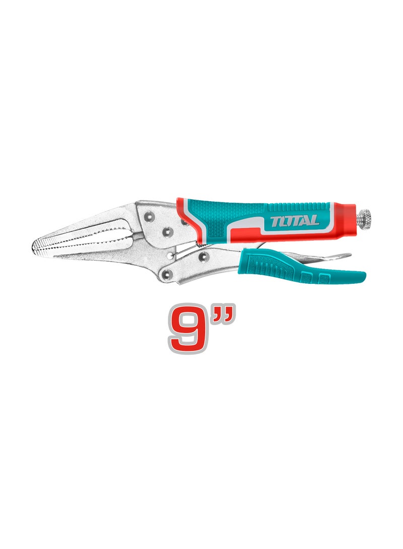 TOTAL 9-Inch Long Nose Locking Pliers, Carbon Steel Construction, 60mm Opening Range, Nickel Plated Finish, HRC38-48 Hardness - Image 2